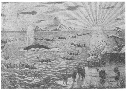 Рисунок 136. Охота на кита. (С японской гравюры.)