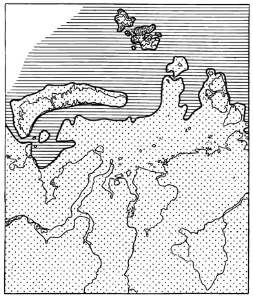 Рисунок 182. Карта периода наибольшего отступания моря в четвертичное время.