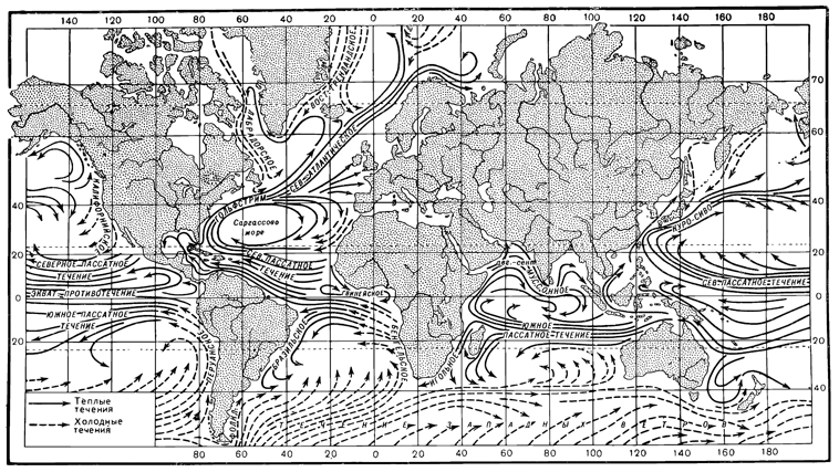 Рисунок 47. Схема течений Мирового океана.
