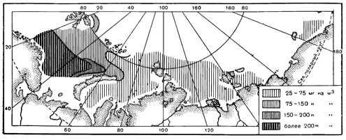 Рисунок 187. Распределение биомассы планктона в наших северных морях.