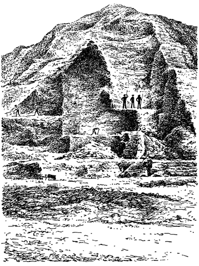 Рисунок 97. «Горы» гуано в Чили и их разработка.